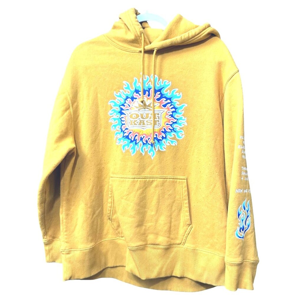 Outkast Graphic Hoodie Sweatshirt With Sleeve Flame Detail
